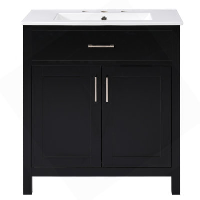 Meuble-lavabo de 30 pouces avec lavabo en céramique et beaucoup de rangement - le choix parfait pour les petites salles de bain