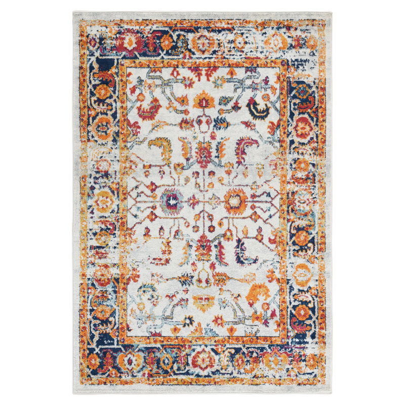 Tapis ivoire / orange Honig Southwestern, Rectangle 5 pi 1 po x 7 pi 6 po