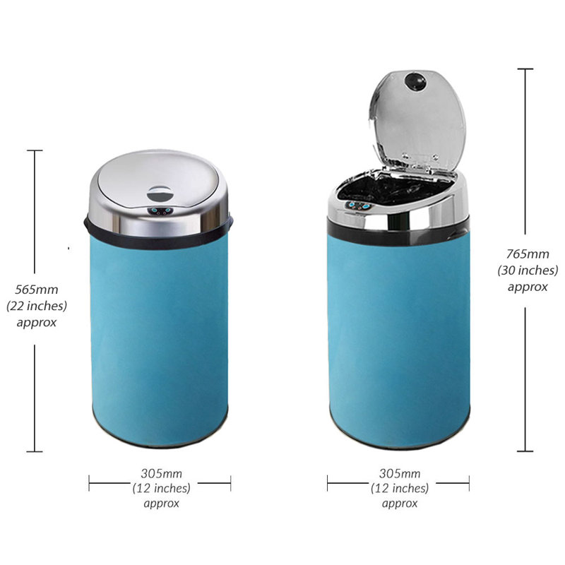 Ladson Steel Motion Sensor Kitchen Trash Can, 30L, Blue