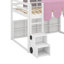 Lit mezzanine double en bois en forme de maison avec tente-99491316
