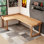 Bureau en bois massif en L Burlywood