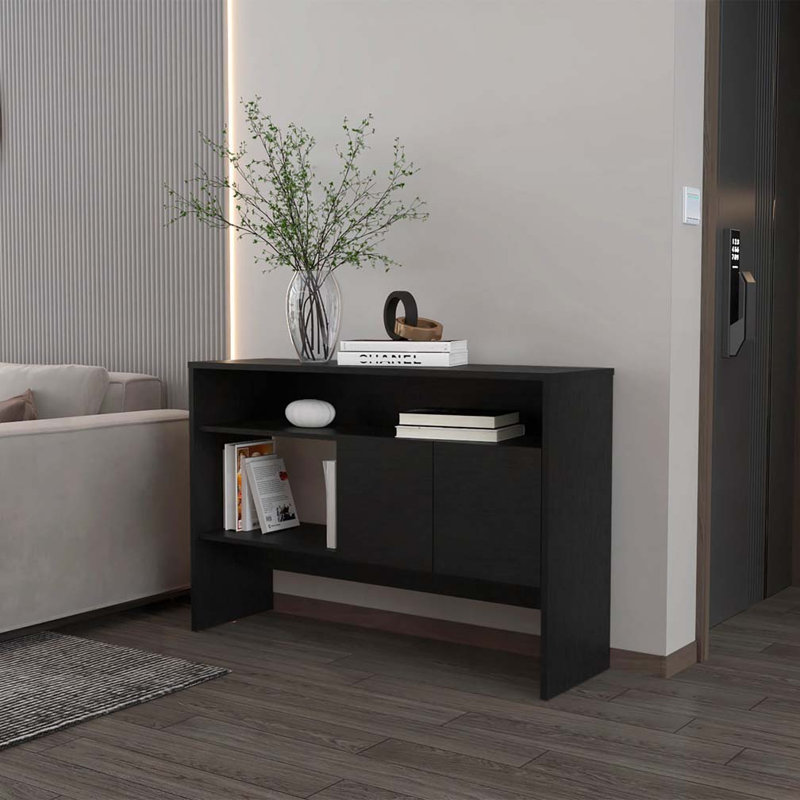 Console noire avec deux portes, Noir