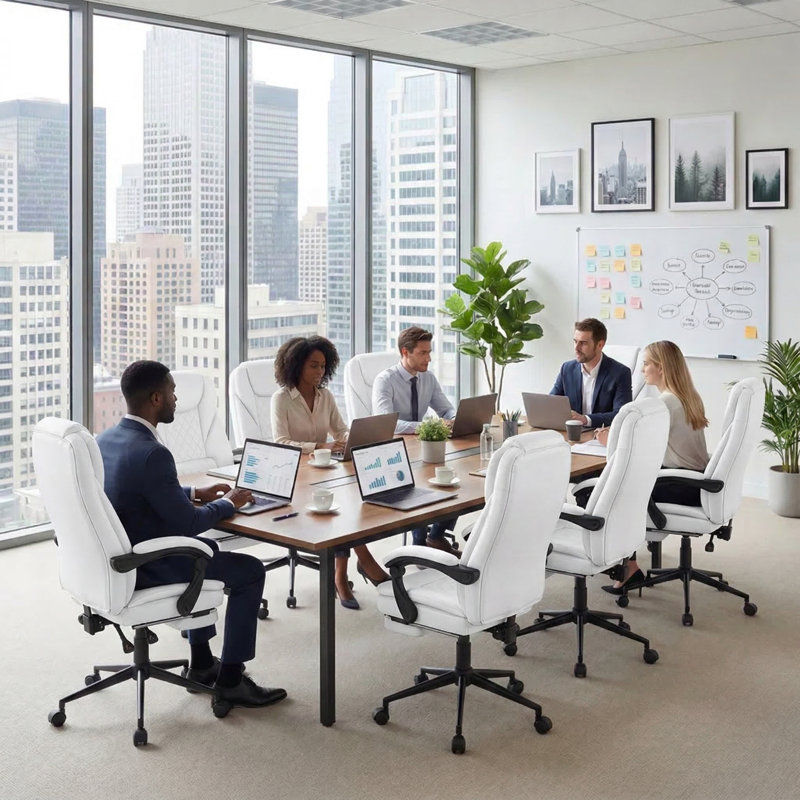 Azteca Ergonomic Executive Chair with Footrest, White