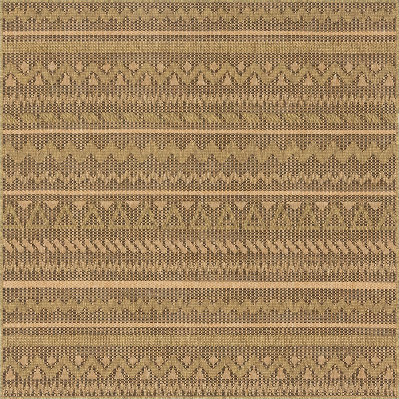 Tapis intérieur / extérieur brun clair Krickel, Carré 6 pi 1 po