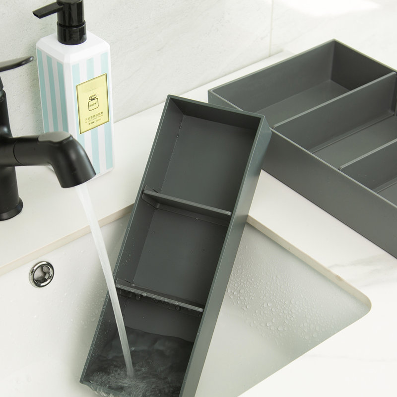 2 organisateurs de tiroir de cuisine ABS - gris foncé, avec deux couvercles pratiques et des cloisons de rangement efficaces gris de 2, pratique