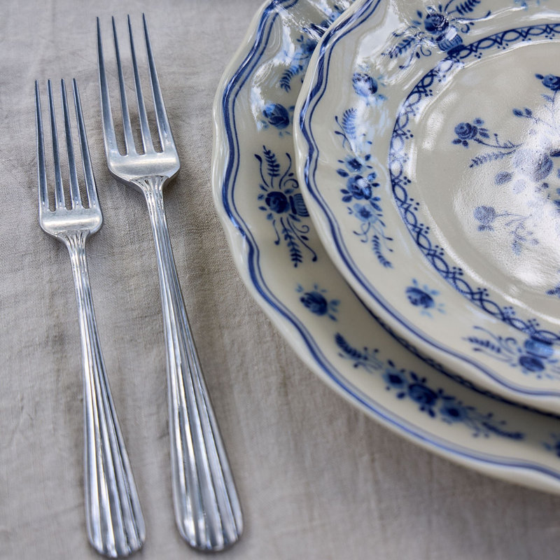 Vila Appetizer Plates, Beige/Blue
