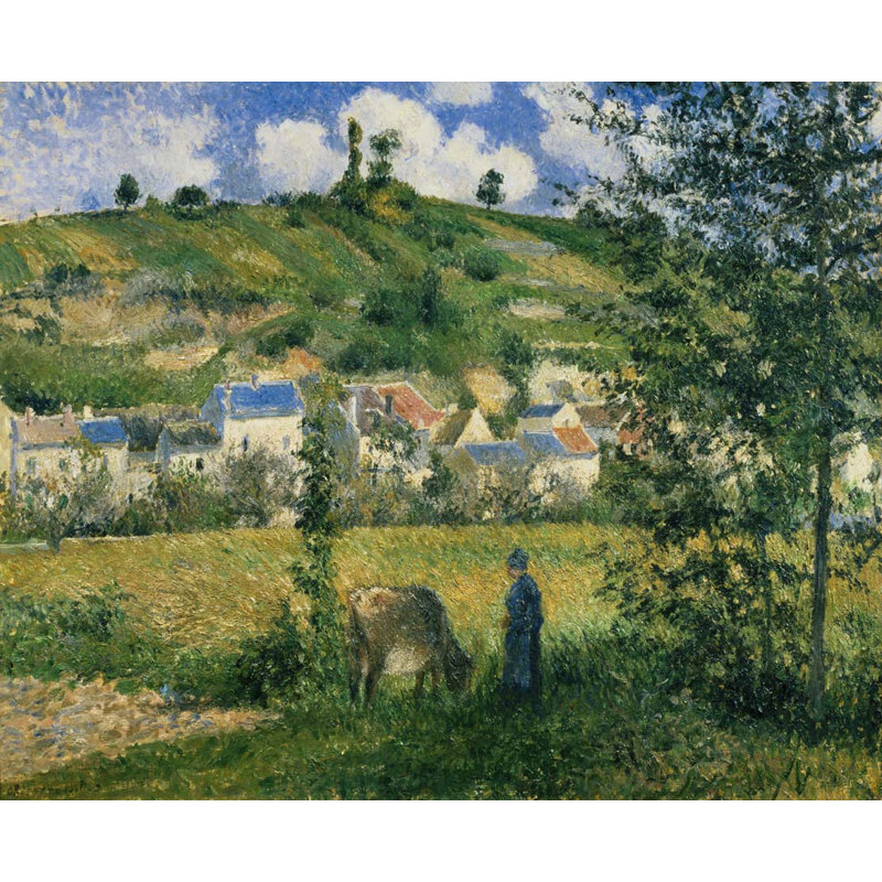 Adhésif décoratif paysage de Pissarro à Chaponval (1880), H 19,5 po x l 24 po