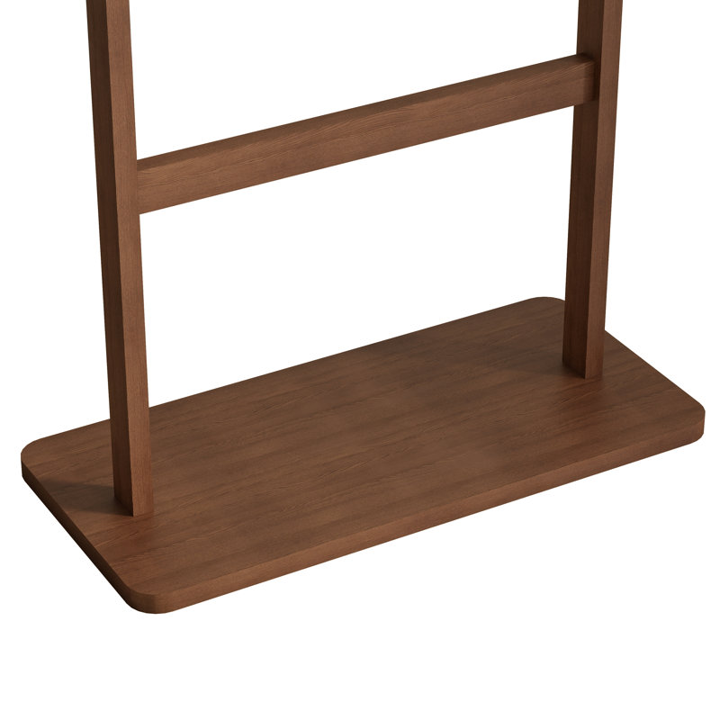 Walnut Solid Wood Freestanding Coat Rack with Shelves and Hooks