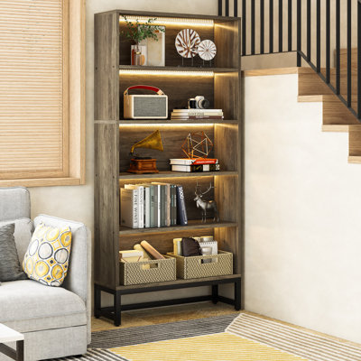 Grogg 70.87" H x 31.5" W Standard Bookcase with LED light Strips