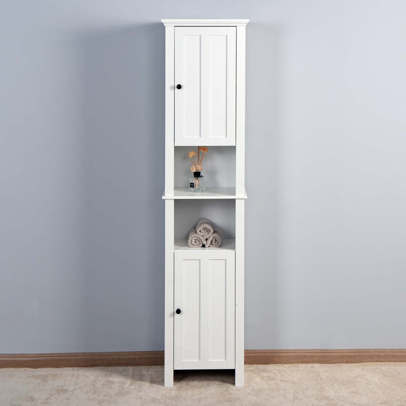 Armoire de rangement pour salle de bain avec 2 portes et salon en bois avec 6 tablettes