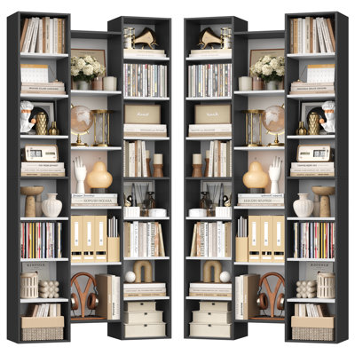 📖✨ Ensemble de 2 bibliothèques à 8 niveaux, 21 étagères de rangement avec tablettes réglables et amovibles