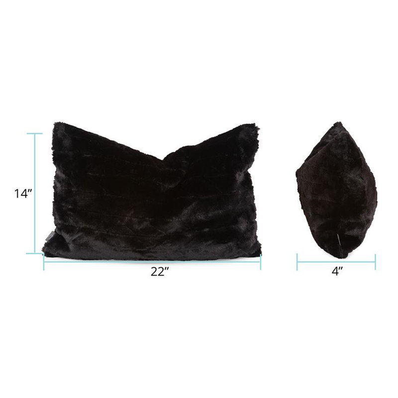 Pillow 14 x 22 Angora Ebony , Down, Ebony