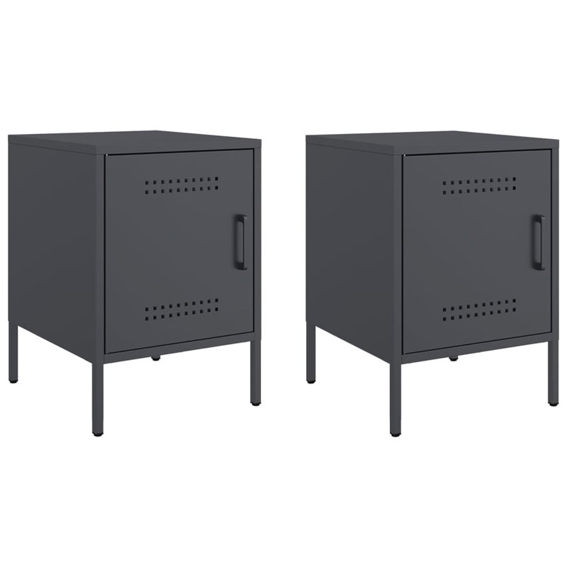 Prinsh 36cm W Steel Bedside Table, Anthracite