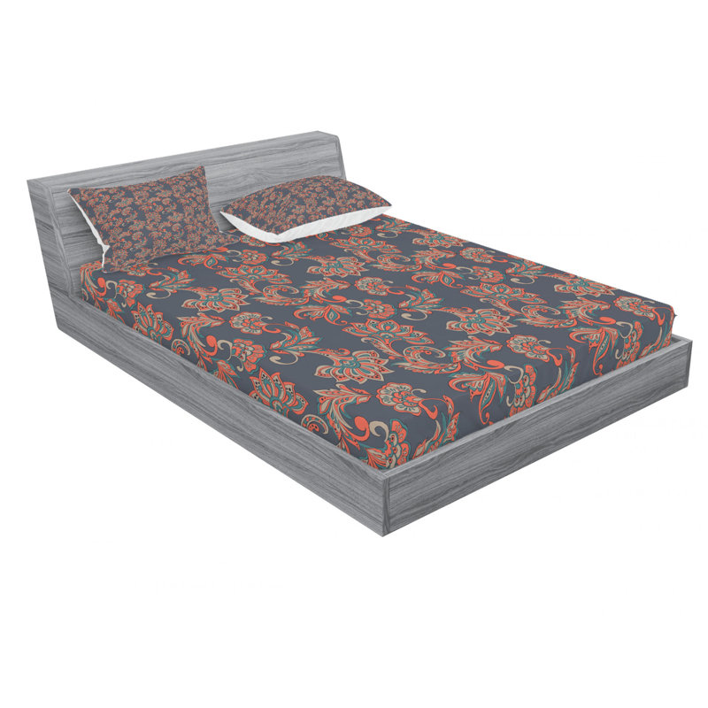 Microfiber Damask Sheet Set, Full/Double Sheet Set with Fitted Sheet