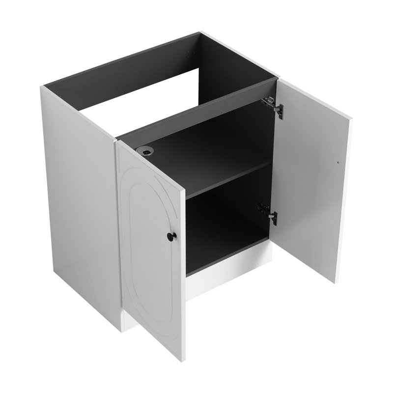 Meuble-lavabo de salle de bain autoportant 30 po et 2 portes d'armoire à fermeture douce - sans le lavabo, Blanc