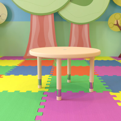 Goddard 33" Round Plastic Height Adjustable Activity Table - School Table for 4