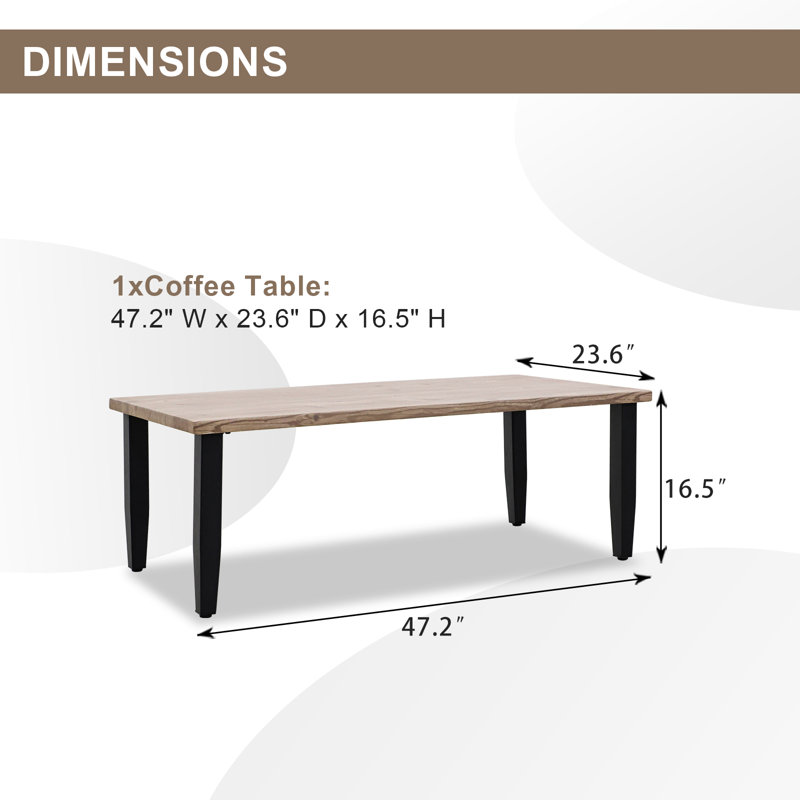 Rectangular 23.6'' L x 47.2'' W Outdoor Coffee Table,Rectangular Steel Patio Coffee Table