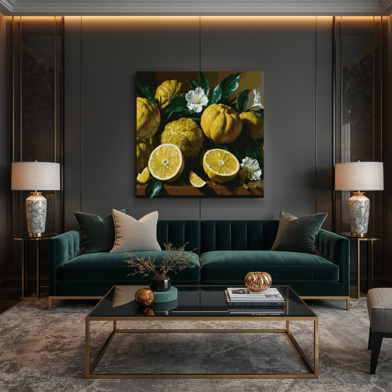 Art mural sur toile vert citron, H 12 po x l 12 po