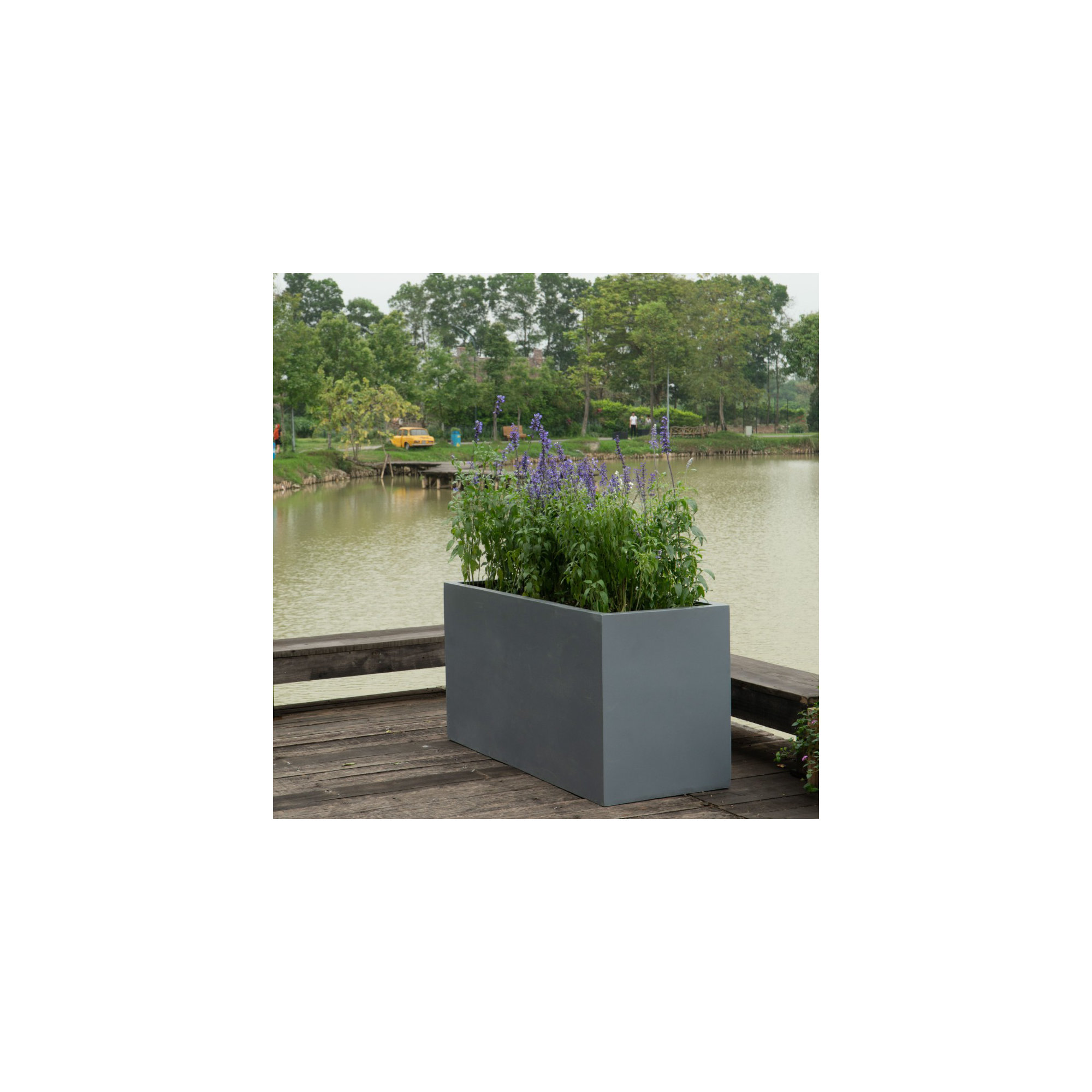 Connoisseur Handmade Planter Box, 24" H x 47" W x 18" D, Gray