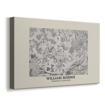 Dessin au trait floral (reproduction de la tapisserie) -William Morris-toile tendue avec châssis-c. Fin du 19e siècle (original)