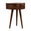 Table de chevet demi-cercle en bois châtaignier, pieds nordiques, brun foncé
