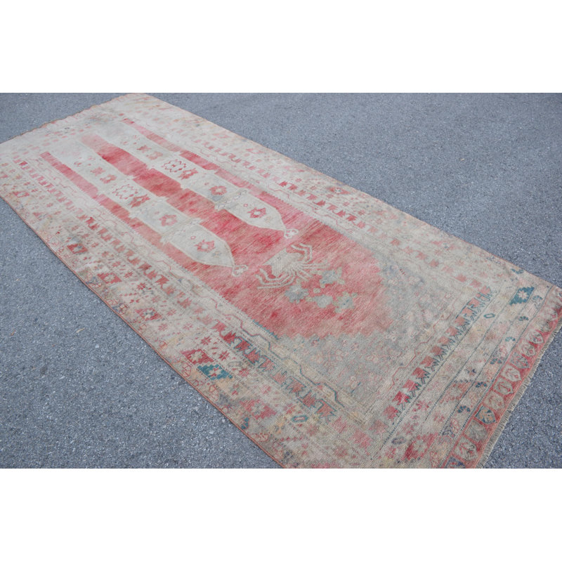 Grand tapis turc Anatolian rétro rouge vif pour le salon et la décoration extérieure