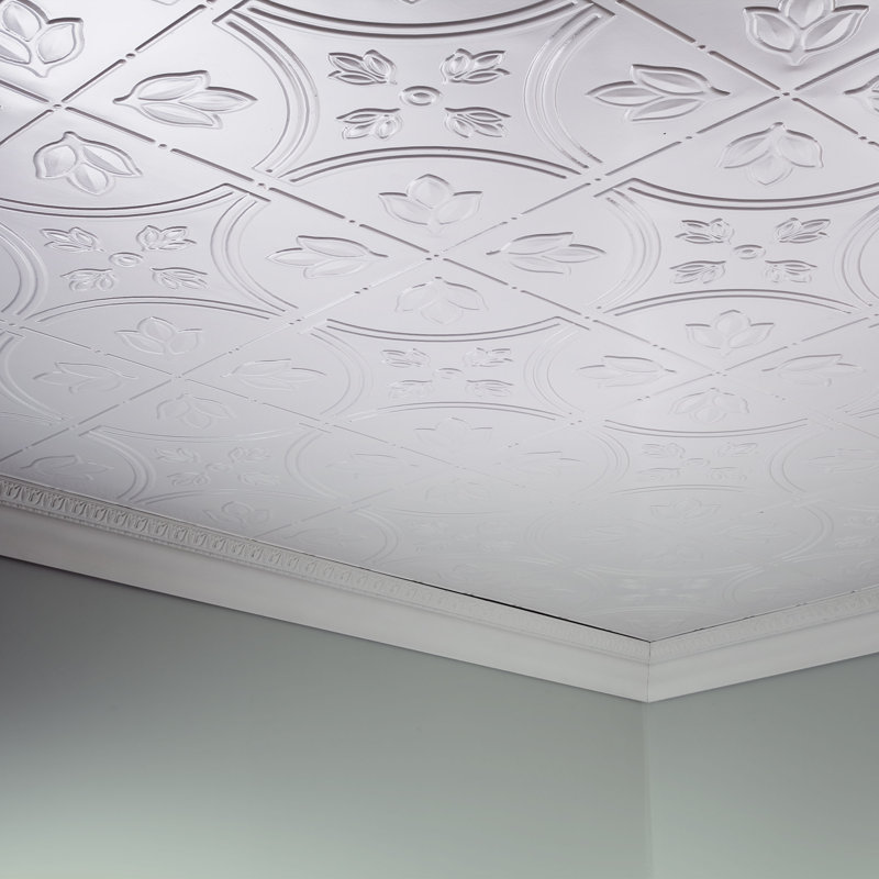Panneau de plafond décoratif en vinyle 5 pi x 4 pi FASÄDE, Blanc mat