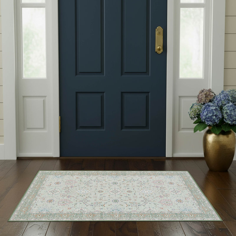 Laura Ashley Aure Machine Washable Imagine Printed Chenille Rugs 1-Piece, Rectangle 2'2" x 3'9", Sage