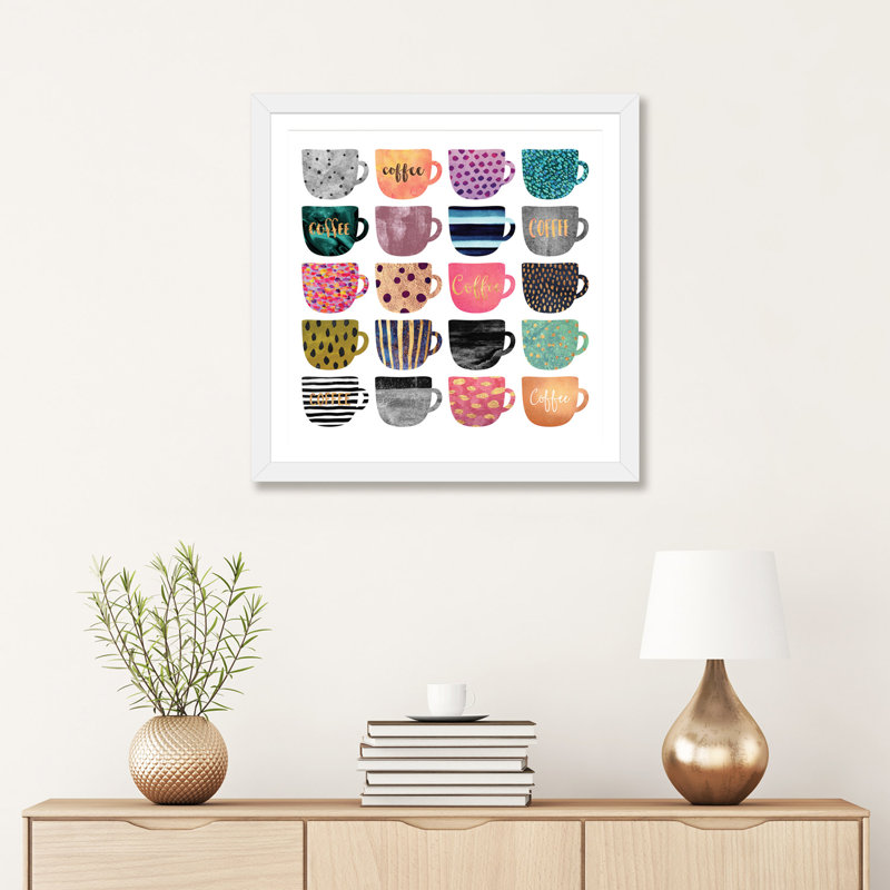 Jolies tasses à café par Elisabeth Fredriksson - reproduction, H 16 po x l 16 po x p 1 po, Papier blanc