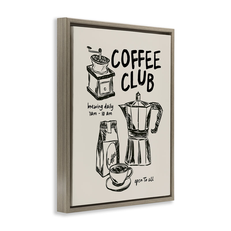 Cadre ouvert ouvert à tous Coffee Club, design par JJ Design House LLC, H 21 po x l 17 po, Cadre flottant orme Montalcino