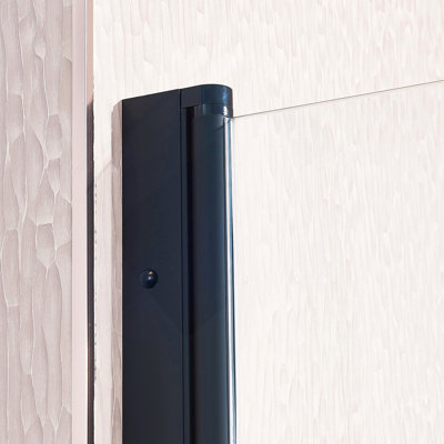 30-31.5"W X 75"H Pivot Single Swing Shower Door, Aluminium Alloy In Matte Black, 1/4" (6Mm) Thick SGCC Tempered Clear Glass.