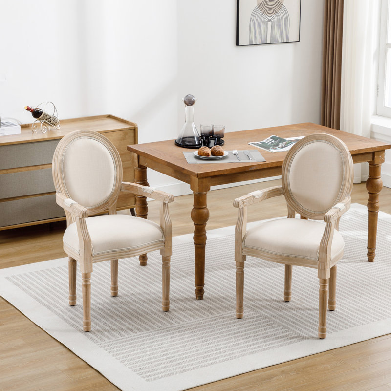 Cream Solid Wood French Dining Chairs 2 . Padded Seat And . Upholstery, Copper Nailhead Trim. Frame. 20.42 In Depth X 18.69 Width 32.33 Height. 16.21 Lb Style Chair 2 , Cream. Construction
