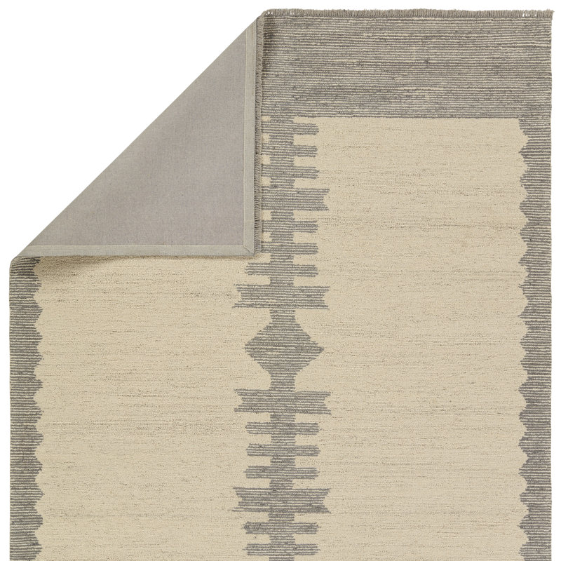 Foundry Select Fazia Handmade Abstract White/Gray Area Rug, Rectangle 5' x 8'