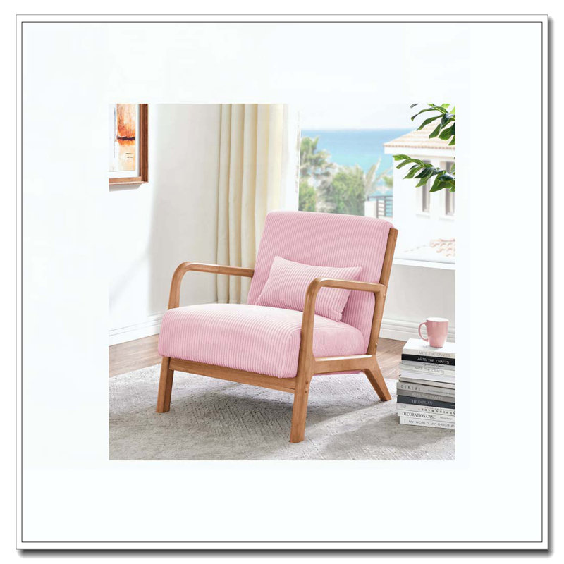 Wooden Lounge Chair, Pink