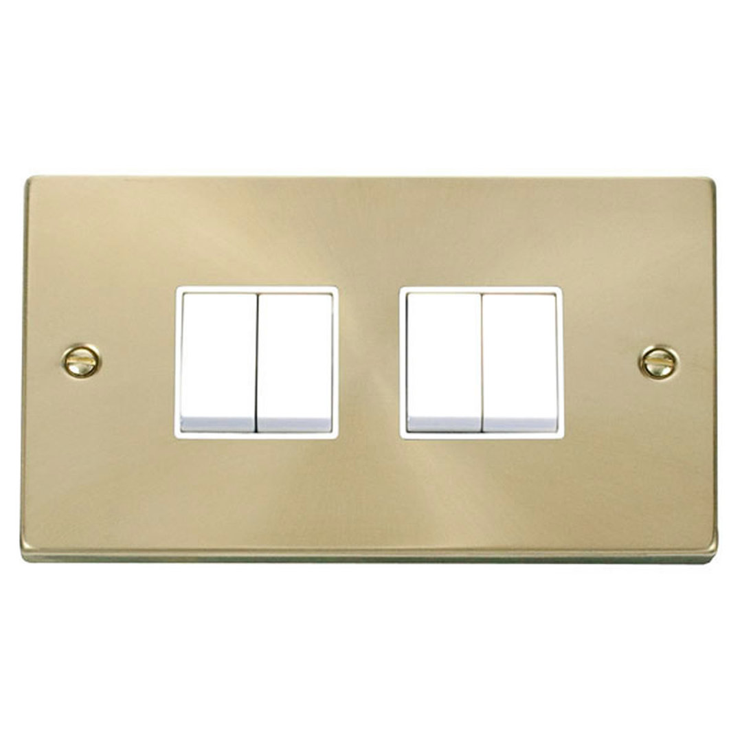 Satin Brass 10A 4 Gang 2 Way Light Switch
