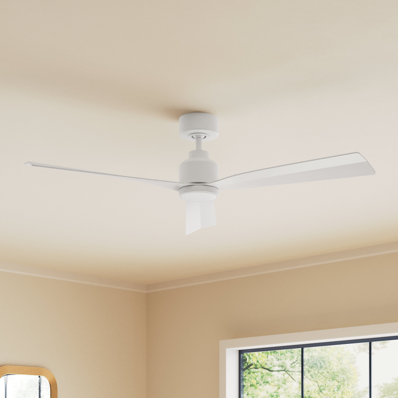 52" Smart Ceiling Fan with Light Kit, With Light Kit, Matte White