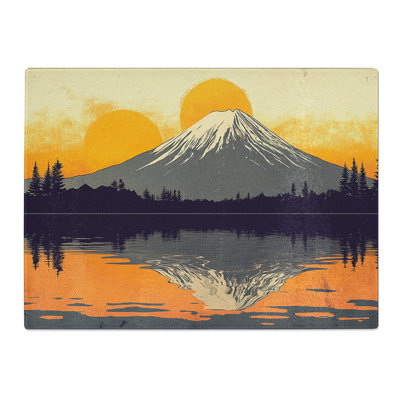 Japanese Mountains Vision  Glass Chopping Board