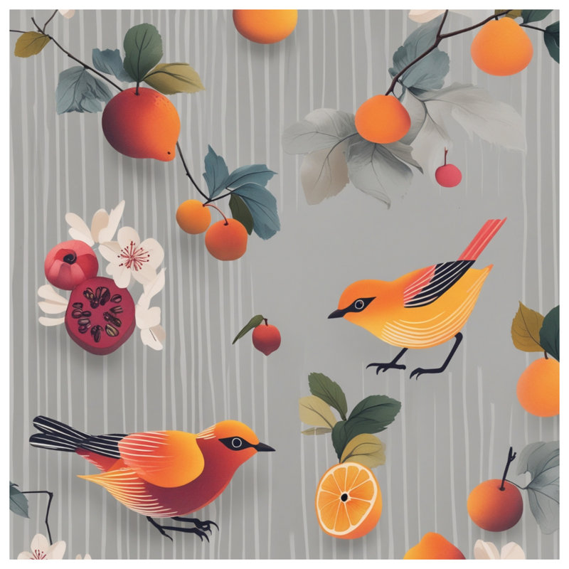 Édredon oiseaux avec fruits, Lit simple
