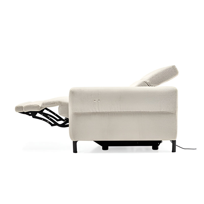 Norma Upholstered Adjustable Sofa, White Polyester Blend