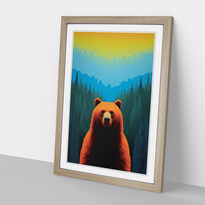 Bear Colour Field Art - Framed Print, Oak Framed, 34cm H x 25cm W