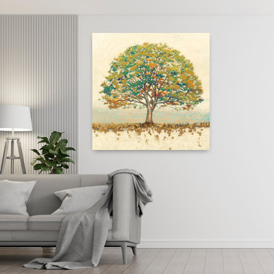 Épice contemporaine en chêne doré avec art brun d'automne