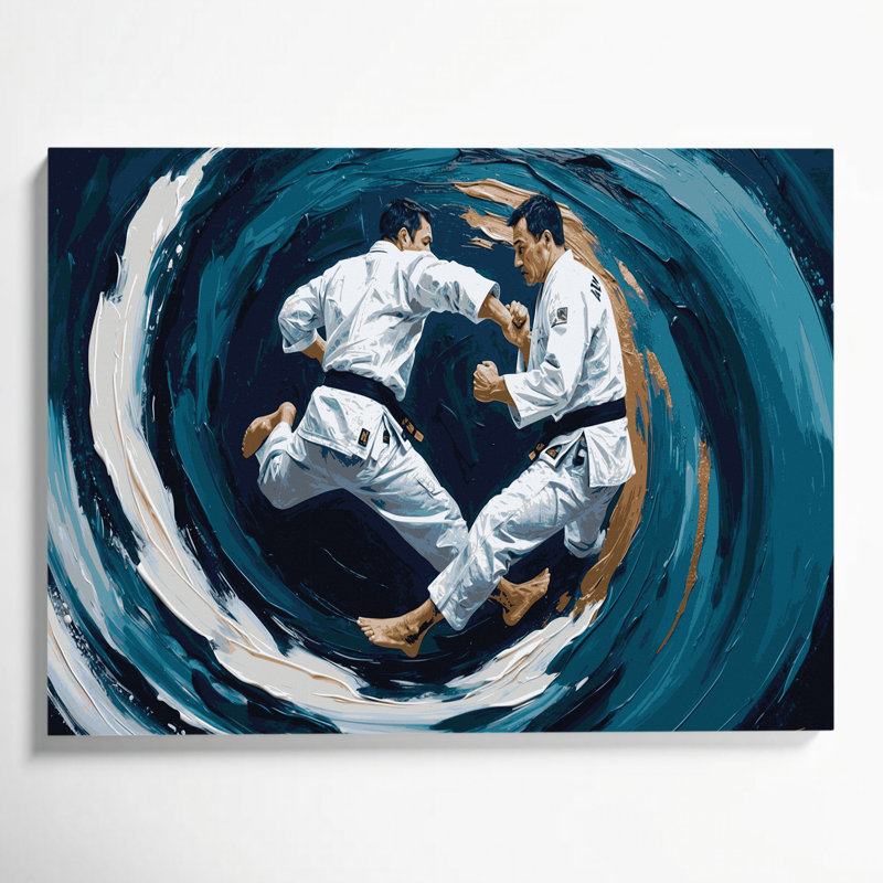 Art mural bleu sur toile Sports Judo, H 8 po x l 10 po
