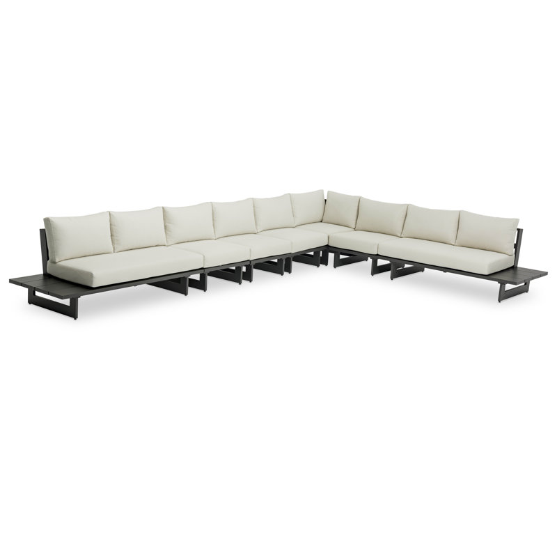 Kirit 184.5'' Wide Aluminum with Cushions, Cream, Grey
