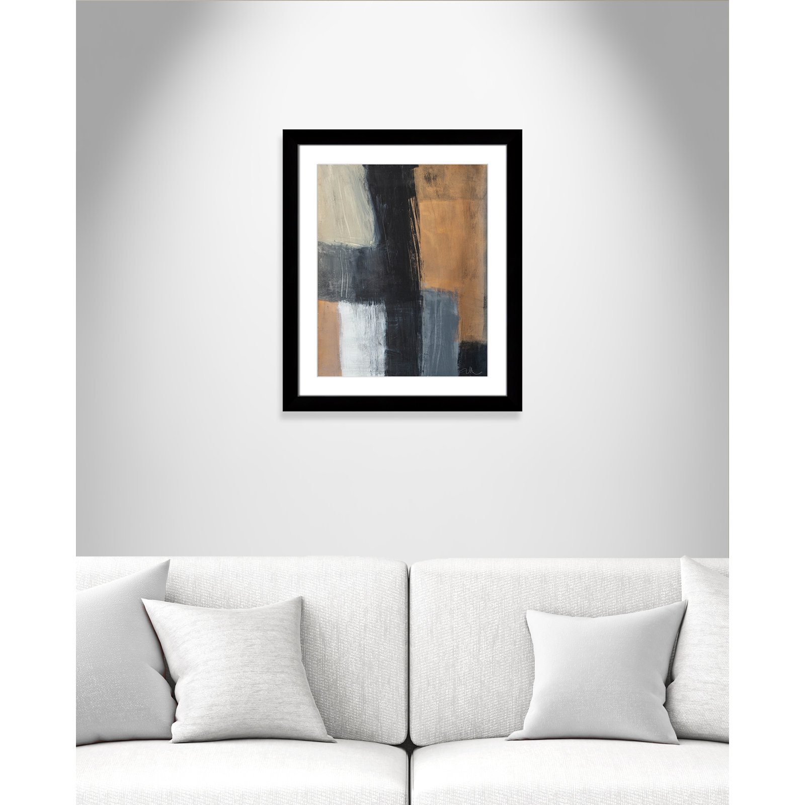 Calderon "Metallic Slate II" Print, 27" H x 23" W x 1.25" D, Black Cube Frame Matted
