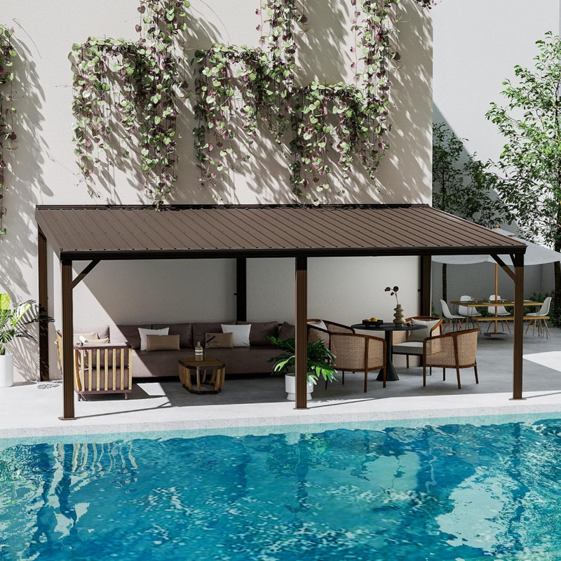 Grands auvents et abris de jardin de 12 pi x 20 pi (cadre inclus), patio en acier moderne
