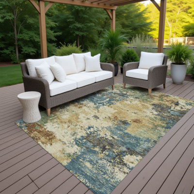 Machine Washable Indoor/Outdoor Chantille ACN2363 Abstract Rug