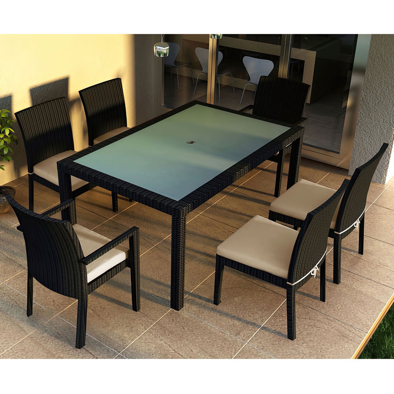 Urbana Outdoor - Piece Dining Set, Canvas Flax Sunbrella® Canvas, Coffee Bean, 8