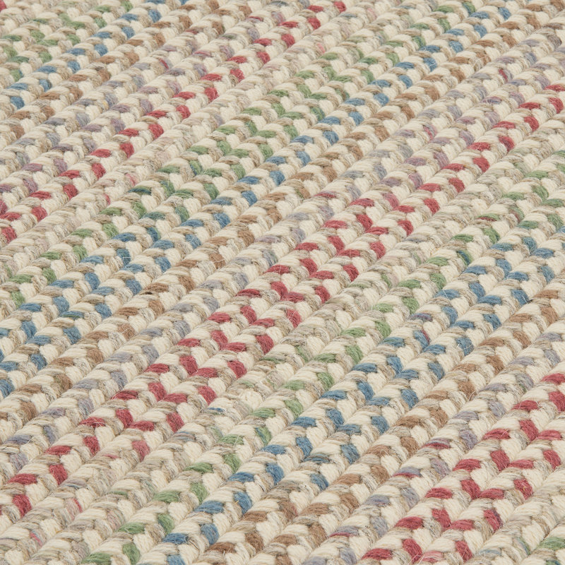Tapis rayé en laine Arvie beige / bleu / vert, Rectangle 12 pi x 15 pi