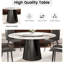 Table de salle à manger moderne 59,05 "en pierre artificielle ronde en acier au carbone noir pouvant accueillir 6 à 8 personnes