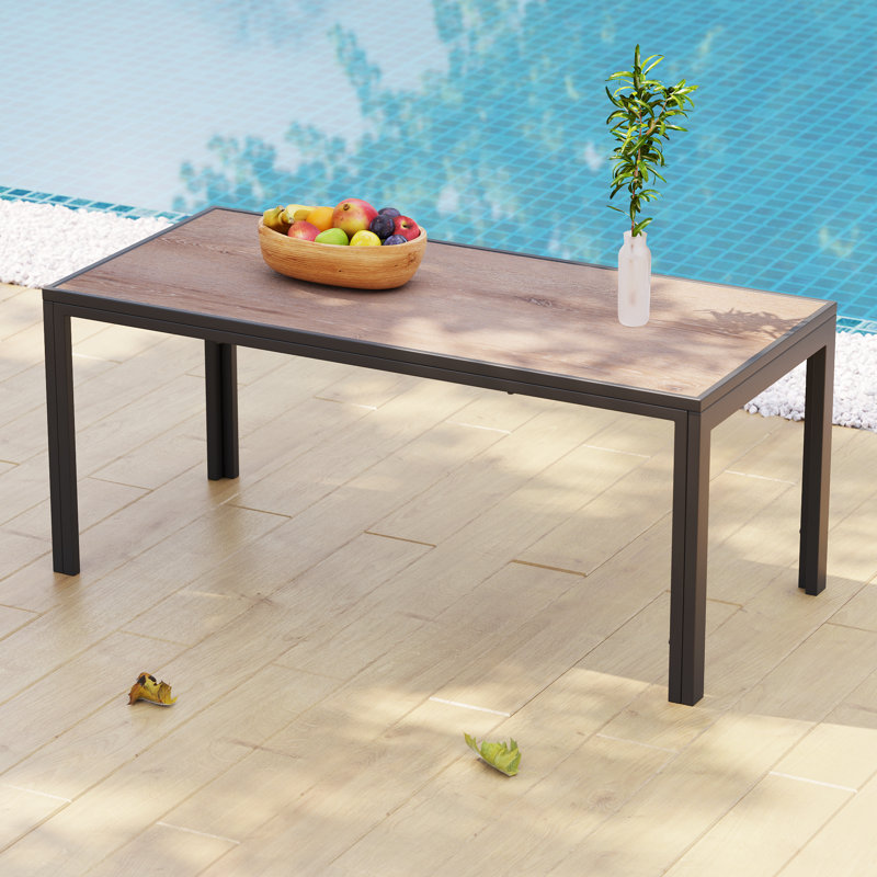 Patio Coffee Rectangle Table, All-Weather Conversation Sets for Room, Bedside, Porch, 18.9" H x 44.5" L x 20.5" W, Brown